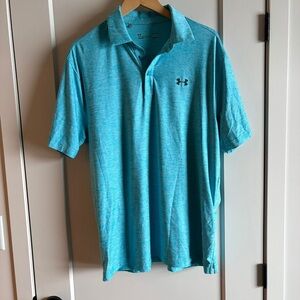 Under Armour Men’s Polo | Light Blue Heather | Loose Fit | Stretchy Performance